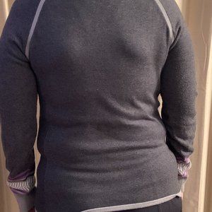 Athleta Stoked Ski Sweater 1/4 zip print mock neck